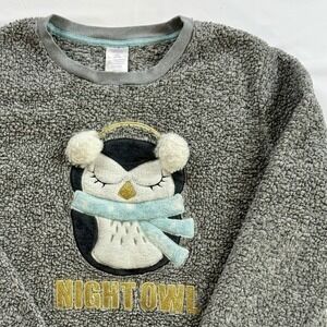 Secret Treasures Shirt‎ Girls Large Gray Plush Pajamas Night Owl Sleepwear